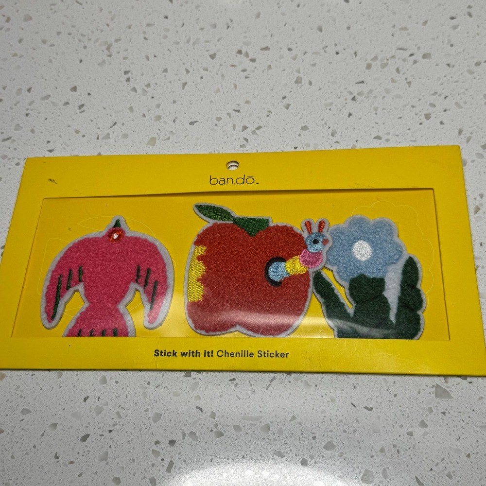 Ban.do Stick With It Chenille Sticker‎ Patch Set Bird Apple Flower NIP